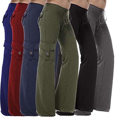 Wide Leg Sweatpants Bamboo Pants with Muti Pockets