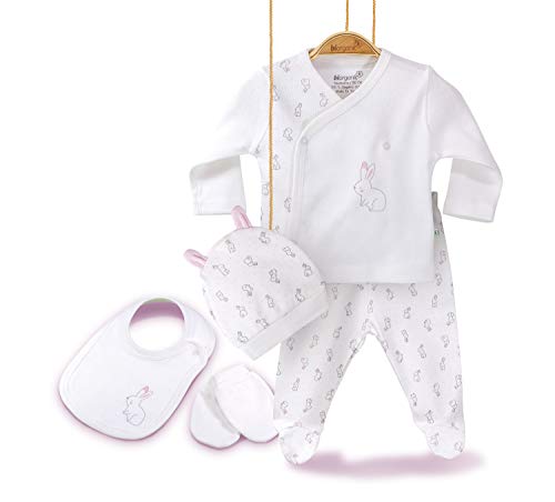 Extremely Soft Licensed Organic Products Made with Organic Turkish Cotton Bodysuit Trousers with Feet and Cap BIORGANIC Organic Baby Clothes Set of 4 Breathable Footed Pyjamas
