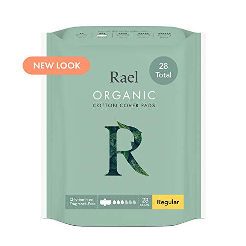 Rael Organic Cotton Cover Pads - Regular Absorbency, Unscented, Ultra Thin  Pads with Wings for Women (Regular, 28 Count)