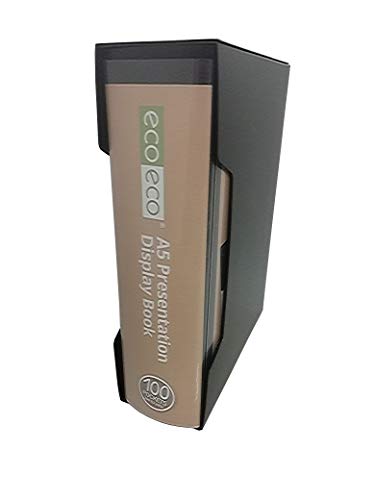 eco-eco A5 Size 50% Recycled 20 Pocket Black Presentation Display Book Pack of 2 Books Storage Case Portfolio Art Folder with Plastic Sleeves eco001x2,